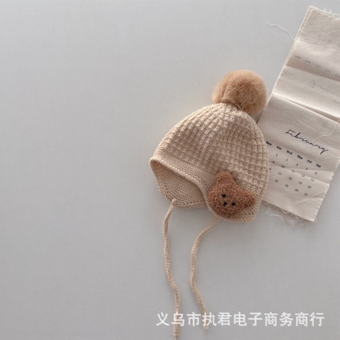 Mũ len bịt tai hình gấu dễ thương