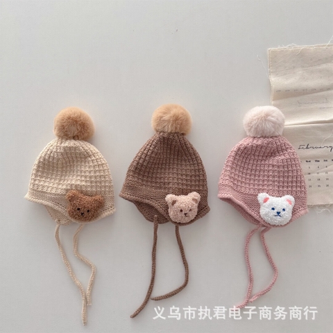 Mũ len bịt tai hình gấu dễ thương