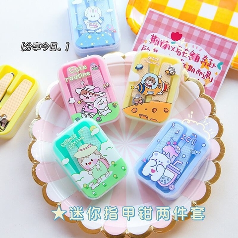 Set 2 bấm móng tay cute hộp nhựa