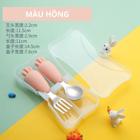 Set muỗng nĩa inox cà rốt kèm hộp