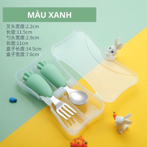 Set muỗng nĩa inox cà rốt kèm hộp