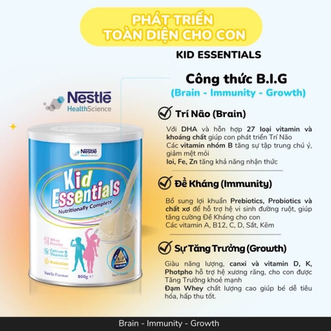 Sữa bột Kid Essentials - cho trẻ biếng ăn, chậm tăng cân 800g