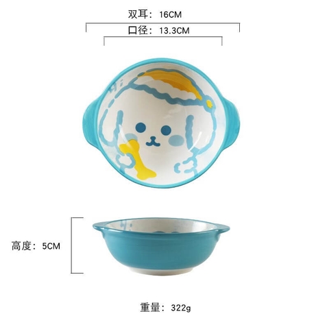 Bát sứ to 2 quai màu ngẫu nhiên