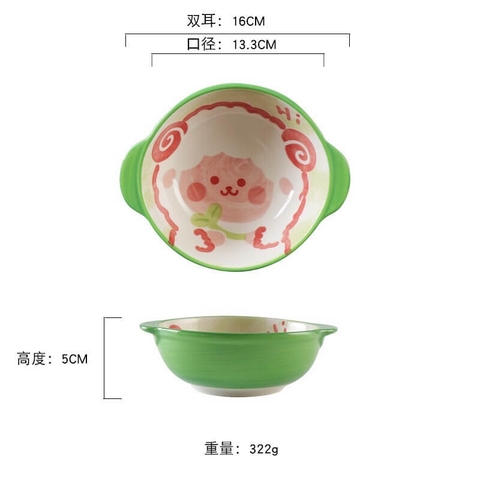 Bát sứ to 2 quai màu ngẫu nhiên