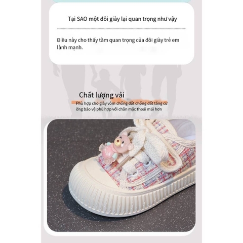 Giày vải canvas đế mềm cột dây thời trang cho bé gái