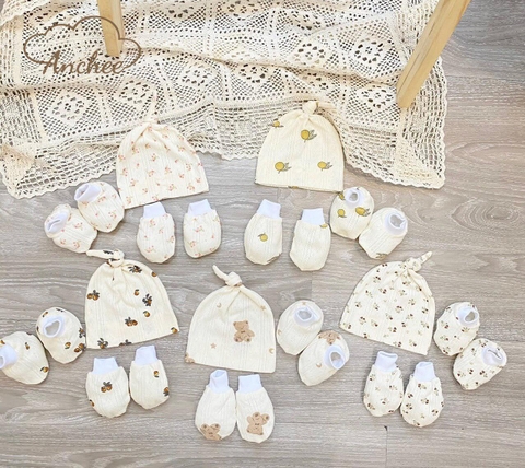 Set btbc họa tiết kèm mũ cột Anchee
