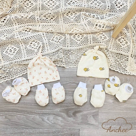 Set btbc họa tiết kèm mũ cột Anchee