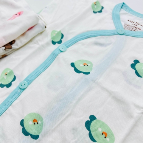 Áo cộc tay sơ sinh cúc lệch họa tiết HN kids