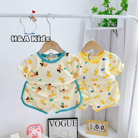 Bộ cộc tay Minky Mom in họa tiết toàn thân