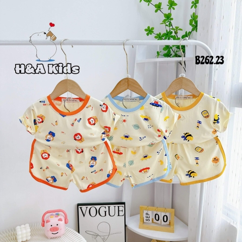 Bộ cộc tay Minky Mom in họa tiết toàn thân