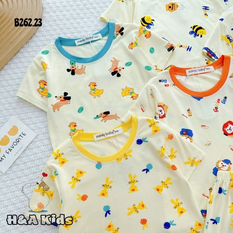 Bộ cộc tay Minky Mom in họa tiết toàn thân