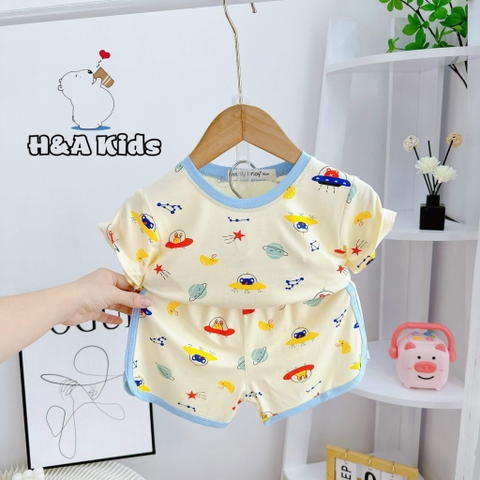 Bộ cộc tay Minky Mom in họa tiết toàn thân