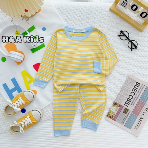 Bộ thun lạnh Minly Baby phối viền kẻ sọc cho bé