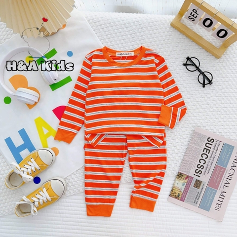 Bộ thun lạnh Minly Baby phối viền kẻ sọc cho bé