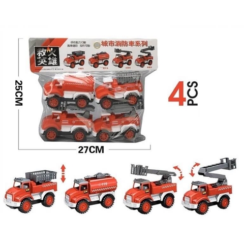 Combo 4 xe mô hình cứu hỏa cho bé