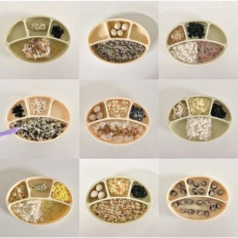Khay ăn dặm Mumbebe silicon hình oval có đế hít chống lật