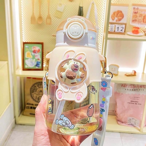 Bình nước cho bé đi học hình gấu dâu lotso cute 500ML