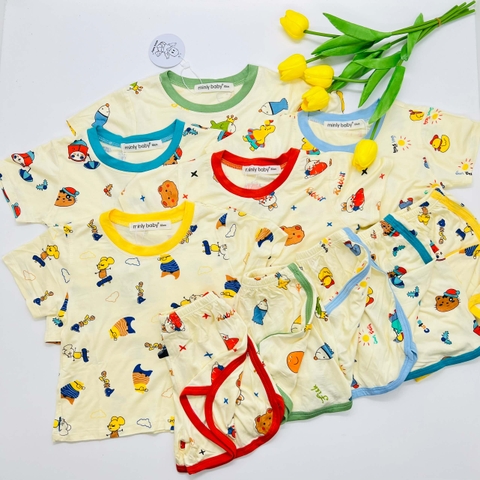 Bộ Minly Baby cộc tay in hình quần vạt bầu