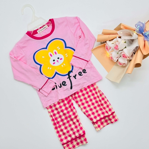 Bộ dài Minky Mom áo in hình quần caro