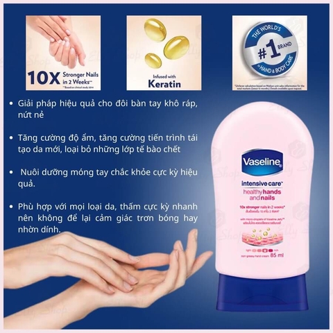 Kem dưỡng da tay và móng tay Vaseline Intensive Care 85g