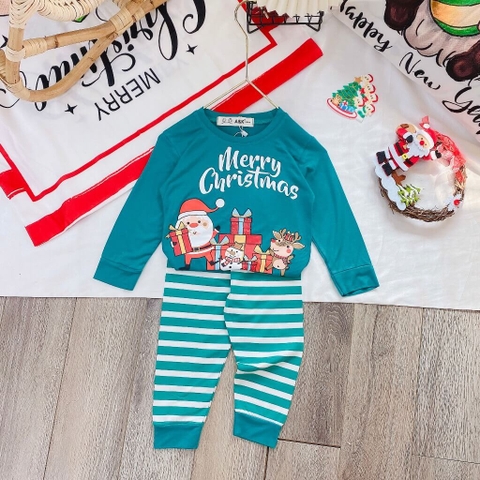 Bộ dài tay noel thun lạnh phối sọc