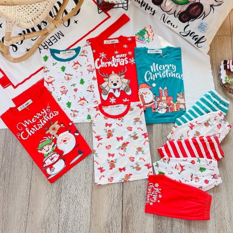 Bộ dài tay noel thun lạnh phối sọc