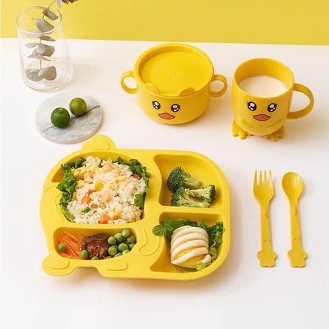 Bộ bát đĩa khay ăn dặm 6 món hình vịt