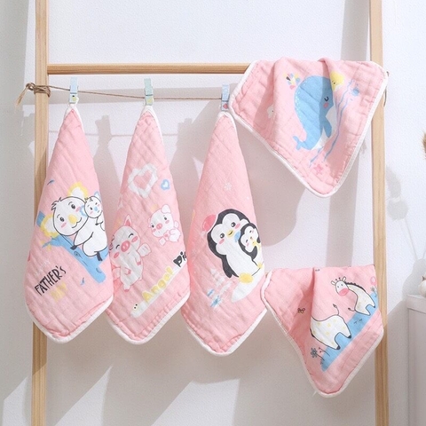 Set 5 khăn sữa sợi tre in hình