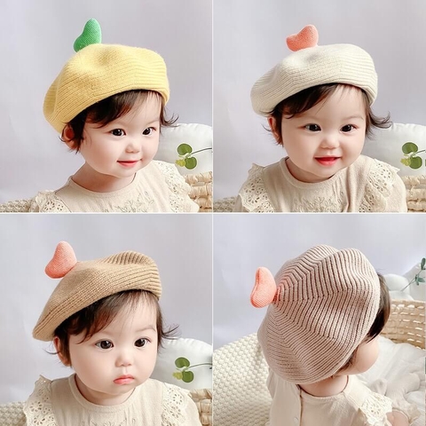 Mũ beret len dệt cho bé