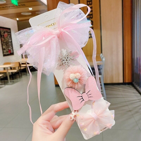 Bộ 4 kẹp tóc nơ in hình công chúa Elsa