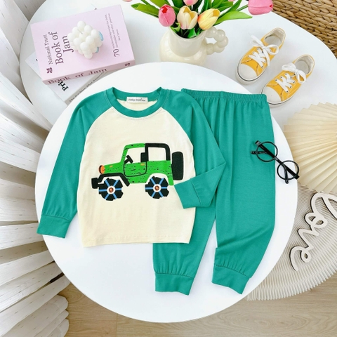 Bộ dài tay thun lạnh Minky Mom họa tiết