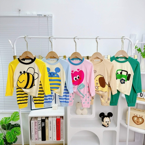 Bộ dài tay thun lạnh Minky Mom họa tiết