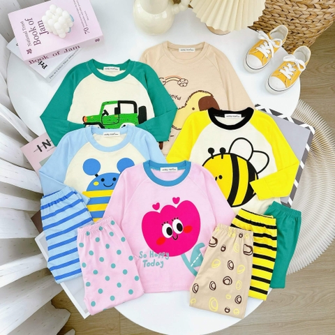Bộ dài tay thun lạnh Minky Mom họa tiết