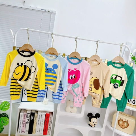 Bộ dài tay thun lạnh Minky Mom họa tiết