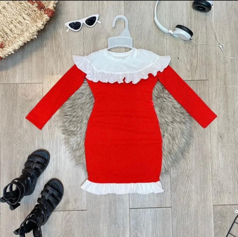 Đầm body cổ viền bèo bé gái