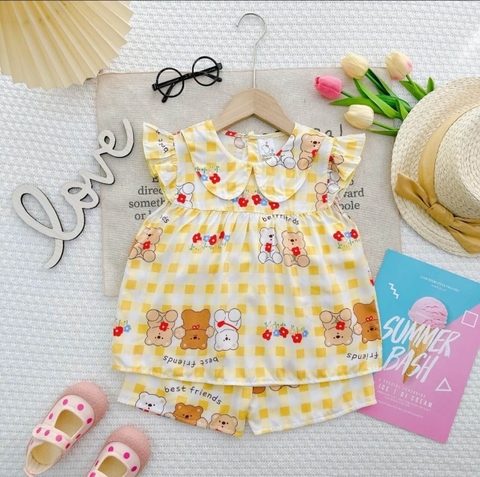 Bộ tole lạnh sát nách cổ sen họa tiết