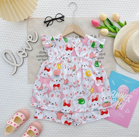 Bộ tole lạnh sát nách cổ sen họa tiết