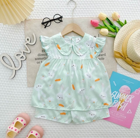 Bộ tole lạnh sát nách cổ sen họa tiết