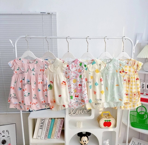 Bộ tole lạnh sát nách cổ sen họa tiết