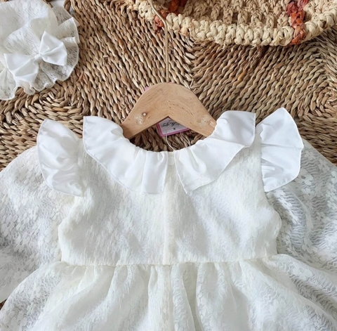 Body váy ren phối nơ kèm mũ