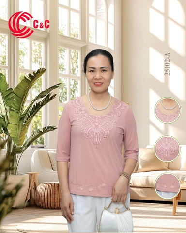 25102 - Cổ Đắp Ren Thêu Phong Cách Hoa Văn Cổ Điển