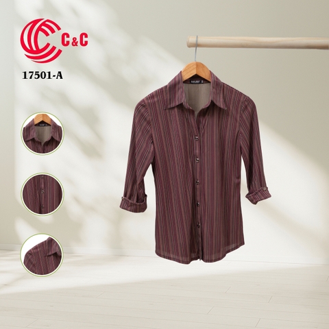 17501 - Vải Thun Họa Tiết Kẻ Sọc Nhỏ