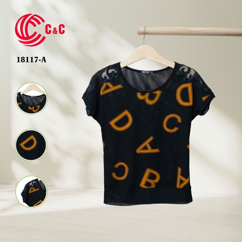 18117 - In Họa Tiết Vai Đắp Ren Ép Đá Đen Lấp Lánh Bo Lai Che Khuyết Điểm Vòng 2