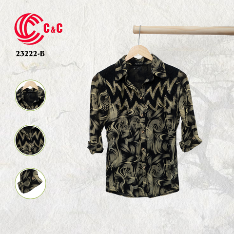 23222 - Họa Tiết Uốn Lượn Trừu Tượng Zig-Zag Nghệ Thuật 3 Màu