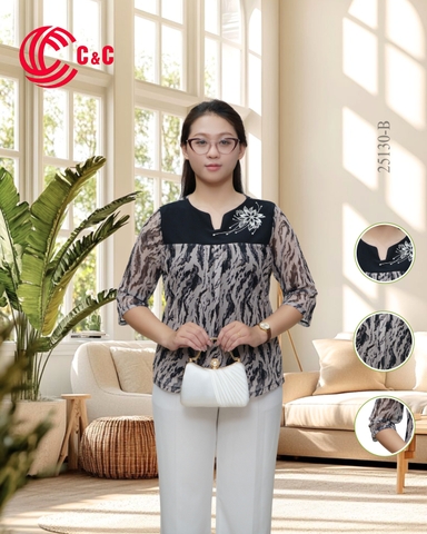 25130 - Phối Lưới Thêu Hoa Duyên Dáng Nhã Nhặn