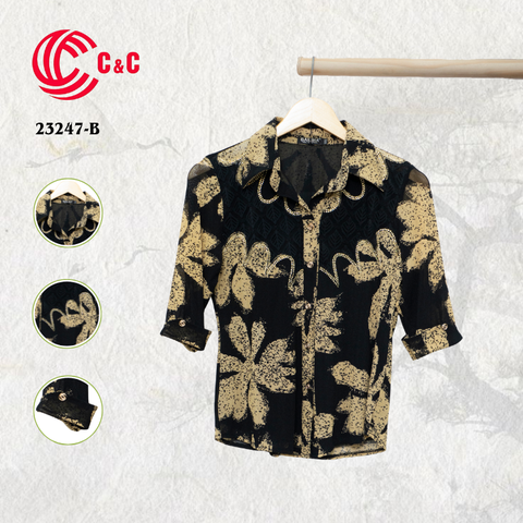 23247 - Họa Tiết Hoa Cách Điệu Thêu Ren Đính Đá 4 Màu