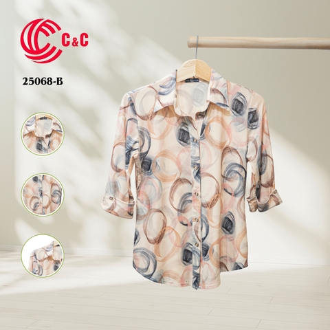 25068 - Vải Lưới Họa Tiết Vòng Tròn Cách Điệu 4 Màu