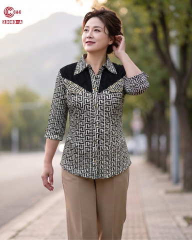 23083 - Họa Tiết Mê Cung Hình Học Trừu Tượng 4 Màu