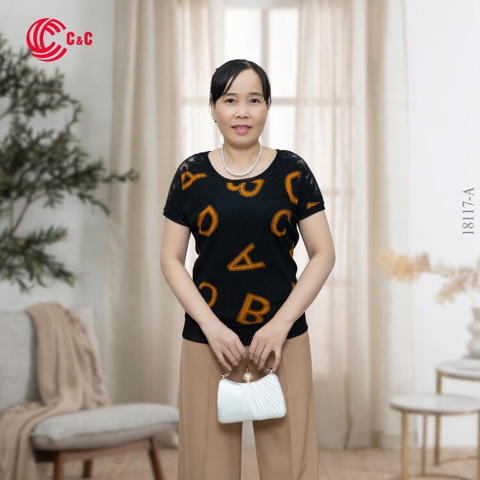 18117 - In Họa Tiết Vai Đắp Ren Ép Đá Đen Lấp Lánh Bo Lai Che Khuyết Điểm Vòng 2