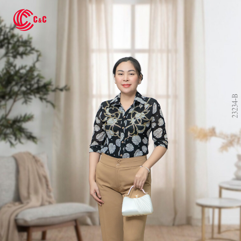 23234 - Họa Tiết Lá Phối Thêu Ren Đính Đá Thủy Tinh